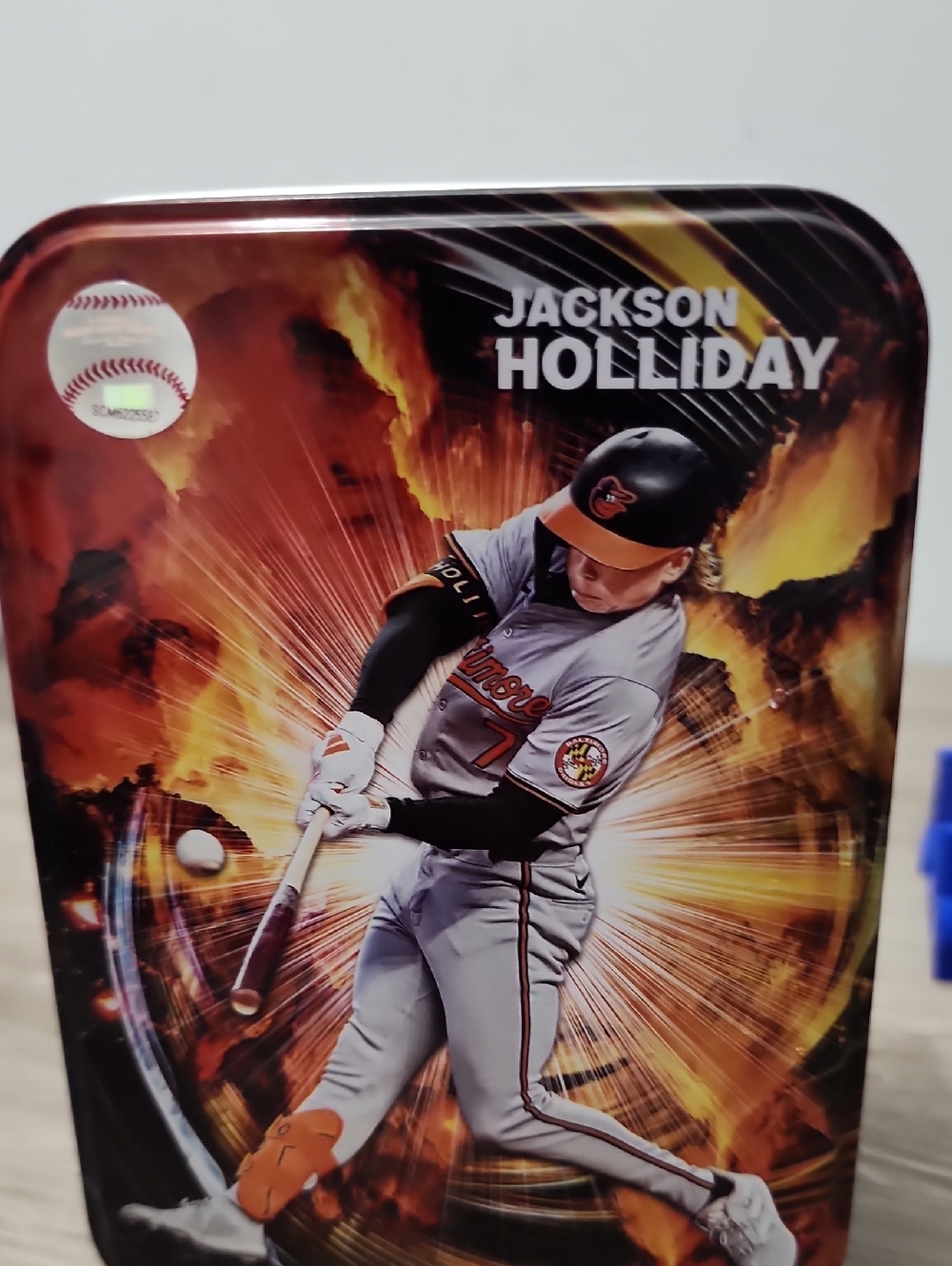 Jackson Holliday Baseball Tin - Gray & Orange
